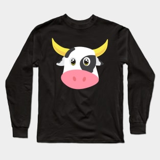 Cute Cow - Cowface Bow farmers Face Long Sleeve T-Shirt